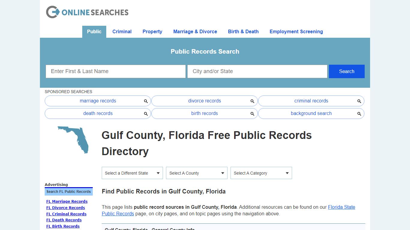 Gulf County, Florida Public Records Directory - OnlineSearches.com